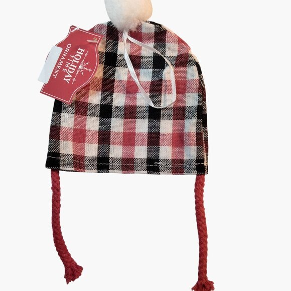 Uncle Buck Hat Ornament Tartan Plaid Red Black Cabin Lodge Cottage - Picture 2 of 3